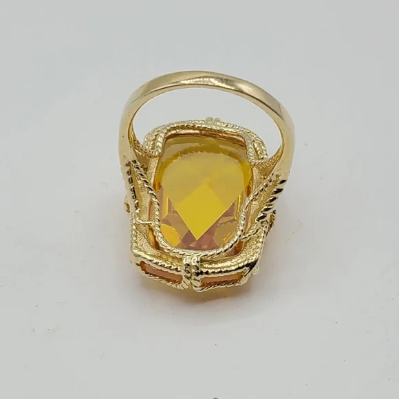 Vintage Sterling Silver Gold Plated Large Faceted Cocktail Statement Ring